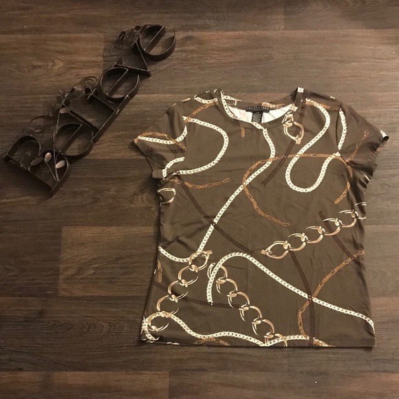 Apostrophe Tops - 💎Apostrophe 💎 Gold Chain Graphics T-shirt